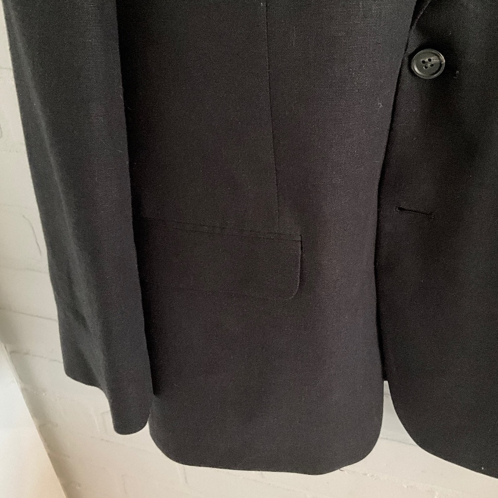 Tailored Black Linen Blend Blazer Structured Quiet Luxury Oversized Sz 46R - Picture 7 of 11